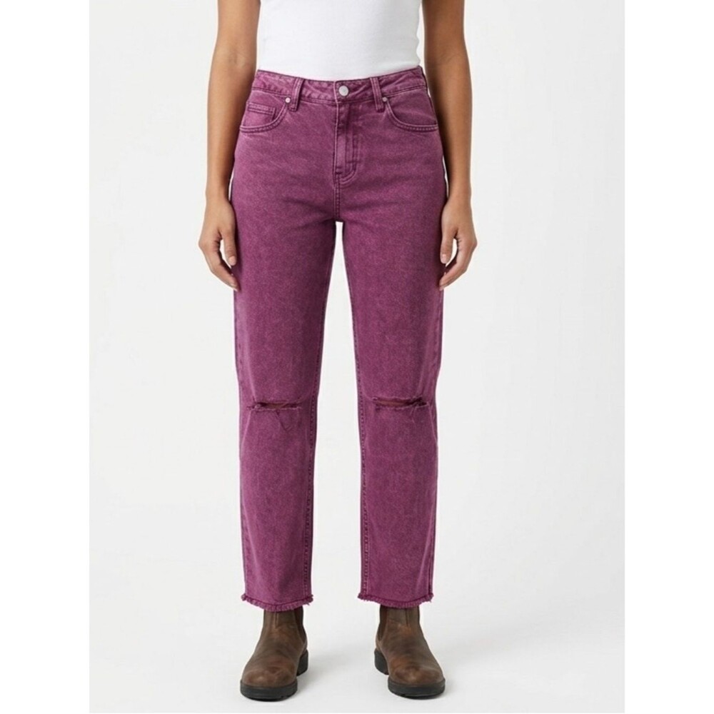 NWT Cleo + Wolf Purple High-Rise Straight Jeans size 28/27